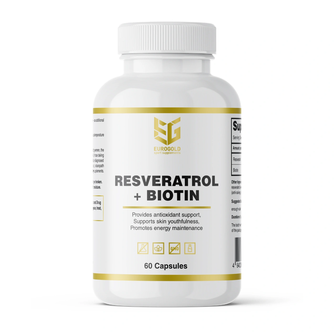 Resveratrol + Biotin — лицевая сторона банки